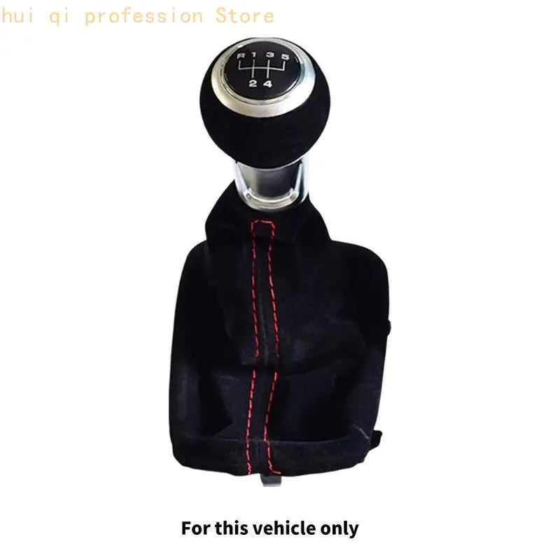 Sewn Boot Cover with Gear Shifter Lever Knob for 5/6 Speed Manual Transmission, PU Cover for Vehicle Interiors H8WE Quake