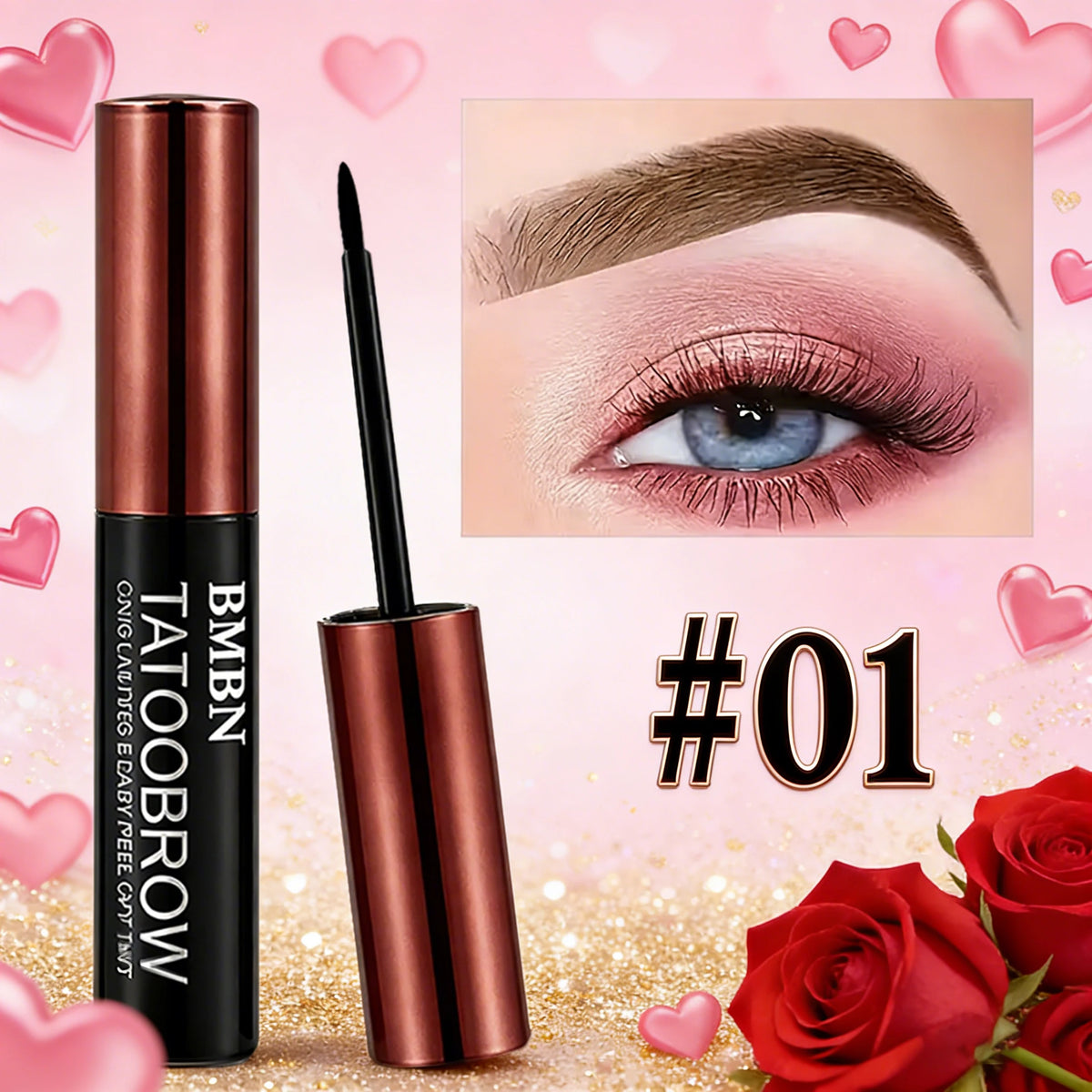 3 Colors Waterproof Tear-Off Eyebrow Gel Kit for Women Smudge-Proof Long Lasting Easy to Use Natural Look Valentine's Day Gift Quake 01