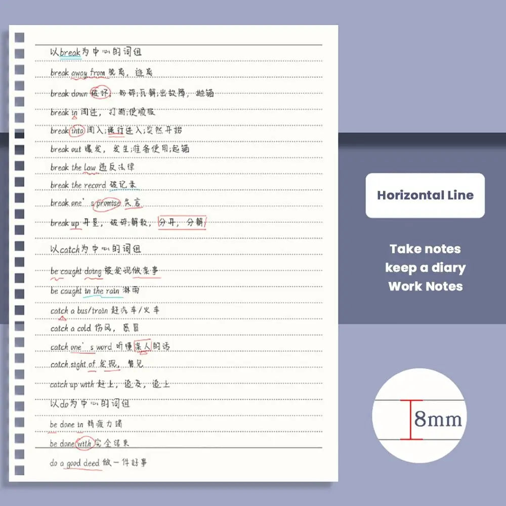 Multifunctional A5/B5/A4 Coil Notebook 80Sheets Grids/Blank/Horizontal Line Spiral Notebook Flip Up Diary Book Students Gift Quake
