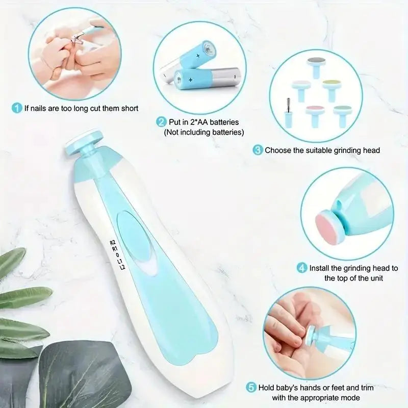 Manicure Suit Portable Six-in-one Multi-head Baby Nail Grinder Electric Anti-scratch Children Anti-meat Nail Clipping Quake