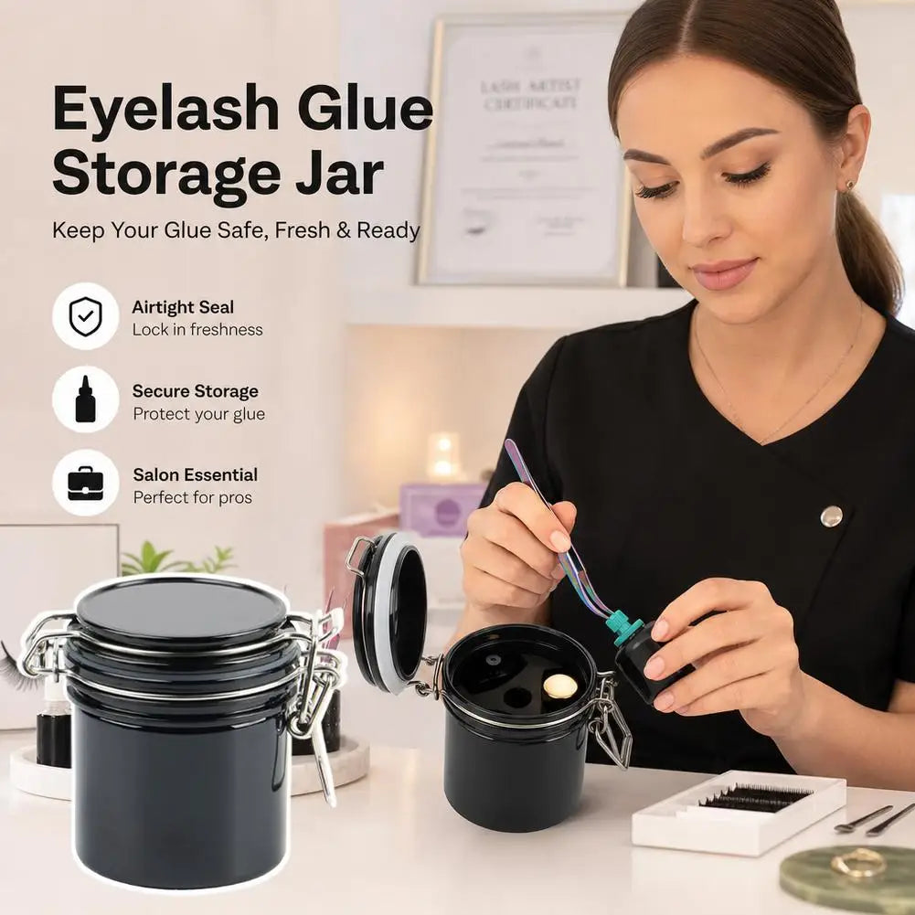 Portable Eyelash Glue Storage Tank Eye Lash Extension Organizers Activated Carbon Sealed Jar Leak Proof Container Cylinder Quake