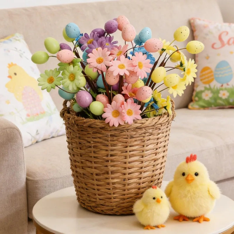 10/1PCS Little Daisy Easter Egg Branches Artificial Egg Flower Branch DIY Flower Arrangements Easter Desktop Party Home Decor Quake