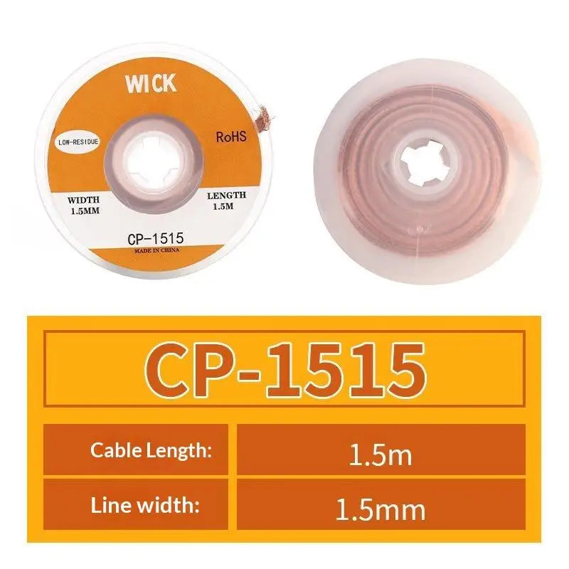 1.5/ Copper Welding Wire Desoldering Mesh Braid Tape Welding Point Solder Soldering Tool Of Electronic PCB Circuit Board Quake A2 No plug