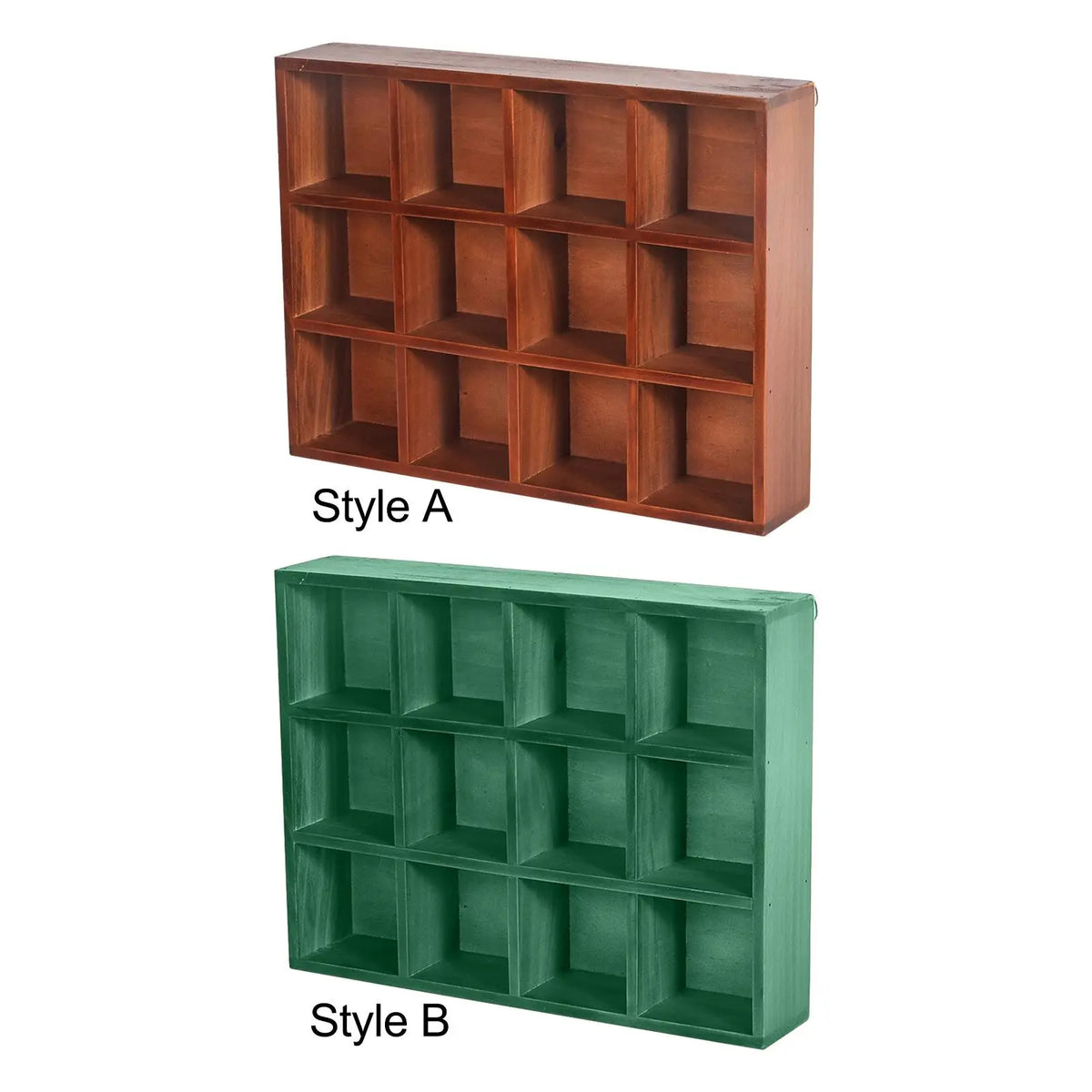 Wooden Wall Mounted Shadow Box Display Shelf with 12 Compartments Floating Shelving Unit for Small Keepsakes Miniatures Quake