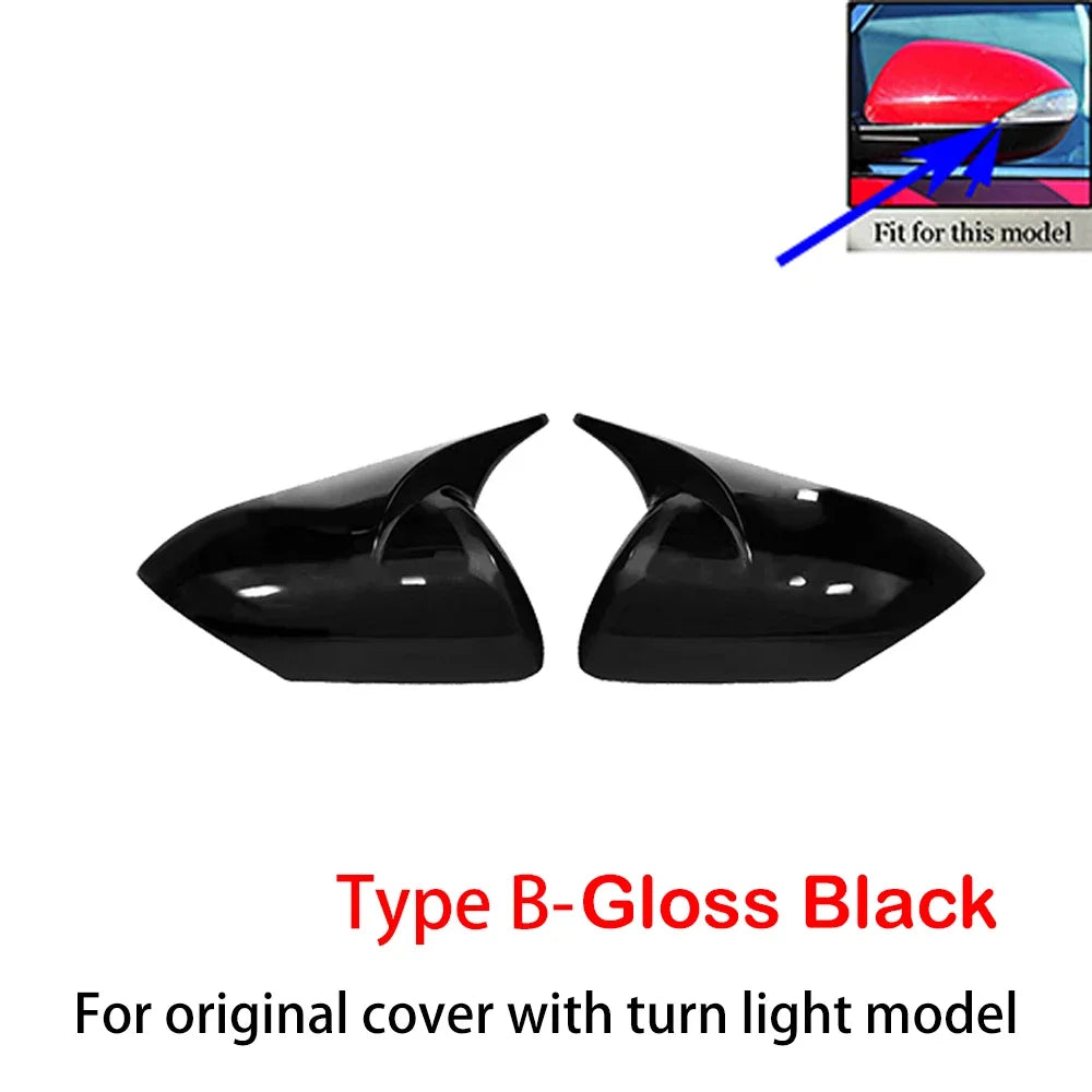 For Mazda 3 2010-2013 6 2009-2011 Rearview Side Mirror Cover Wing Cap Car Exterior Door Rear View Case Trim Carbon Fiber Look Quake Type B Gloss Black