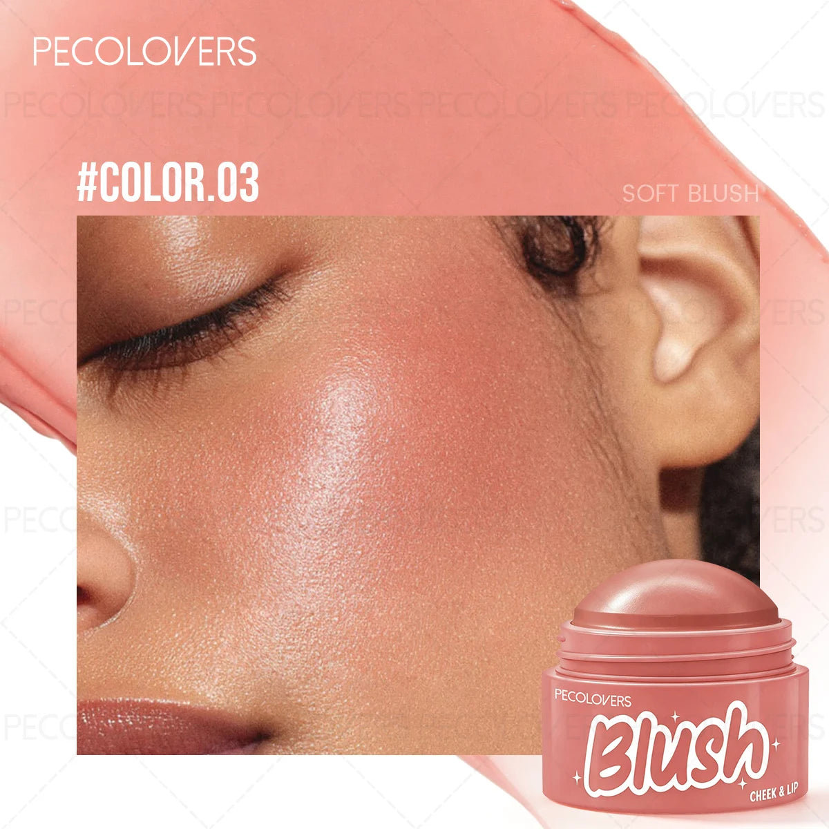 1PC Round Jar of Clear Powder Blusher, Brighten The Face, Waterproof and Durable, Multi Color Powder Blusher Choice Quake 03