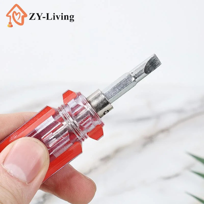 2Pcs Screwdriver Transparent Head Mini Small Portable Radish Head Handle With Flat Head Slotted Cross Repair Hand Tool Quake