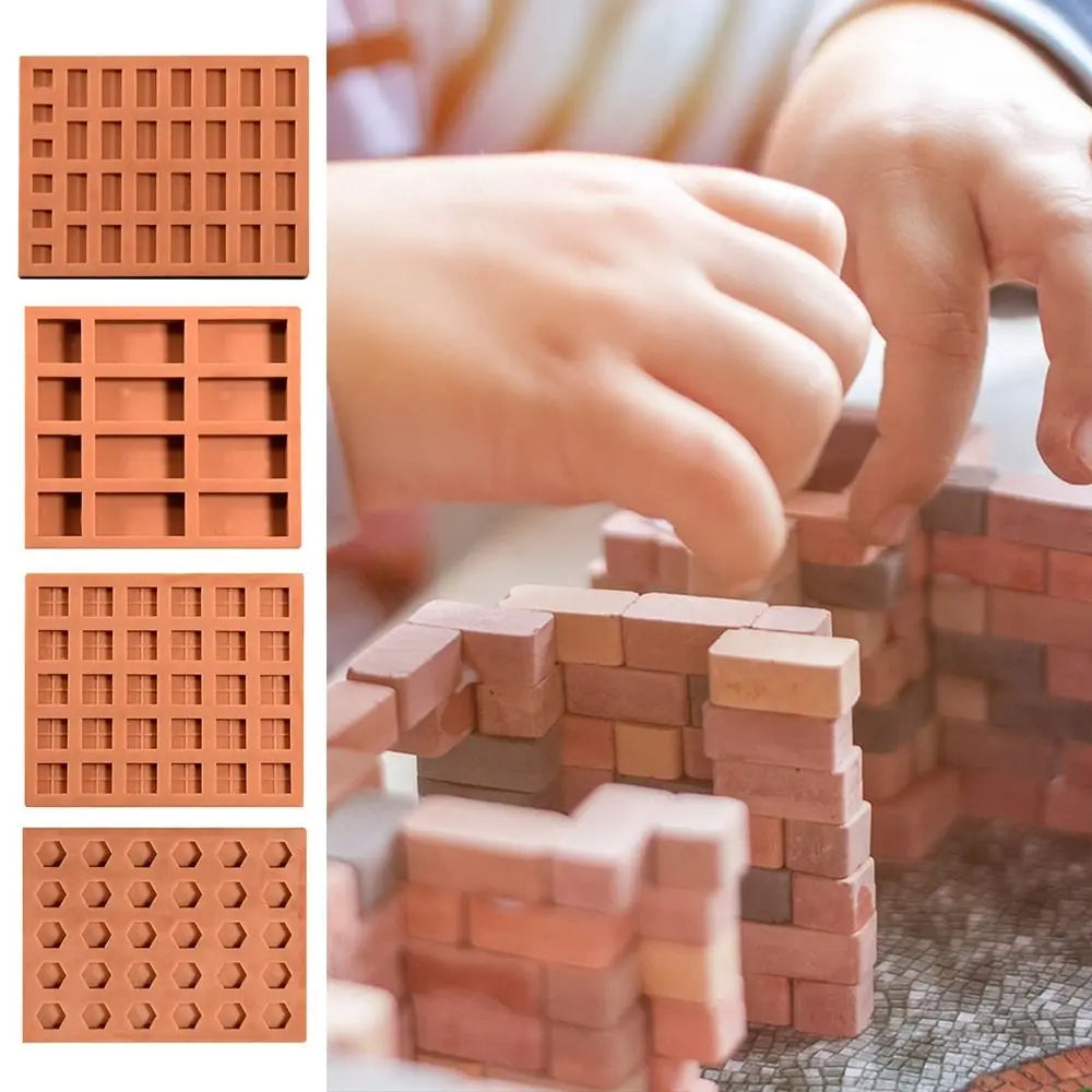 Red Mini Brick Silicone Mold Building Making Handmade House Tile Model Mould Construction Material DIY Accessories Quake