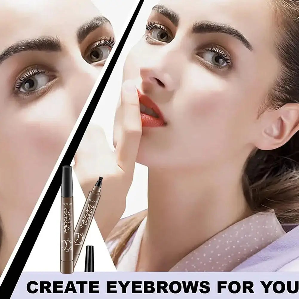 5 Colors Eyebrow Pen Waterproof 4 Fork Tip Eyebrow Pen Eyebrow Tattoo Waterproof Liquid Black Eye Brow Pencil Natual Brow Makeup Quake
