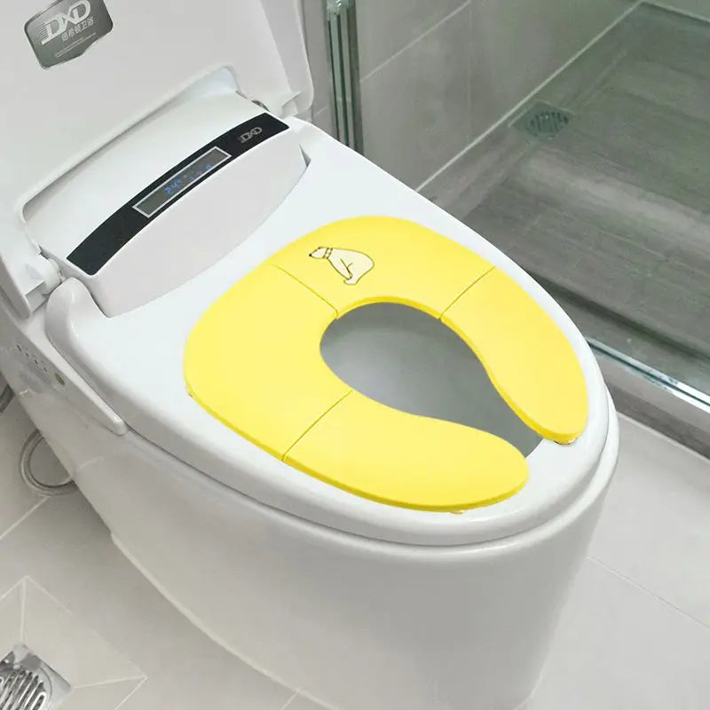 vvocci Folding Travel Potty Seat Portable Travel On A Toilet Seat Non-Slip Suction Cups For Fits Round Oval Toilets TouristCarry Quake B58 Yellow