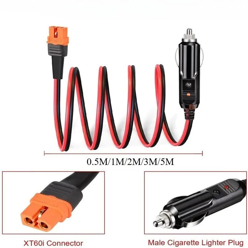 XT60I/90 to Cigarette Lighter Male Plug Conversion Wire 12AWG Heavy Duty Power Cable for Car RV Portable Power Station Charging Quake