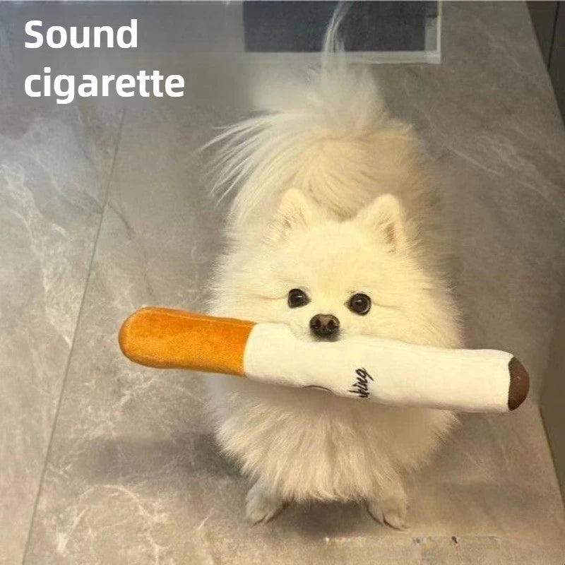 Voice Emitting Cigarettes Pet Plush Toys Cigar Shaped Hip-hop Simulation Funny Teeth Grinding Domineering Cats and Dogs Quake