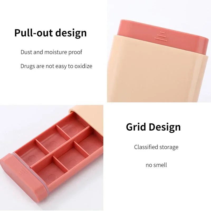 Tablet 7 Days 6 Grids Medicine Fish Oils Small Mini Portable Travel Vitamin Box Pill Cases Container Organizer Storage Quake