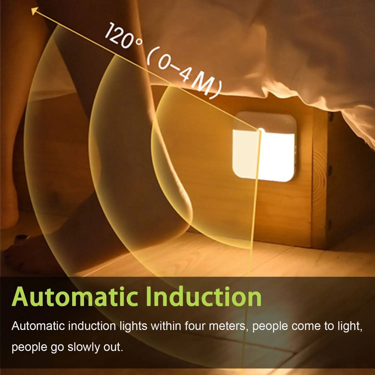 Motion Sensor Light Led Usb TYPE-C Charging Square Lamp for Bedroom Kitchen Stair Hallway Wardrobe Cupboard Lighting Night Light Quake