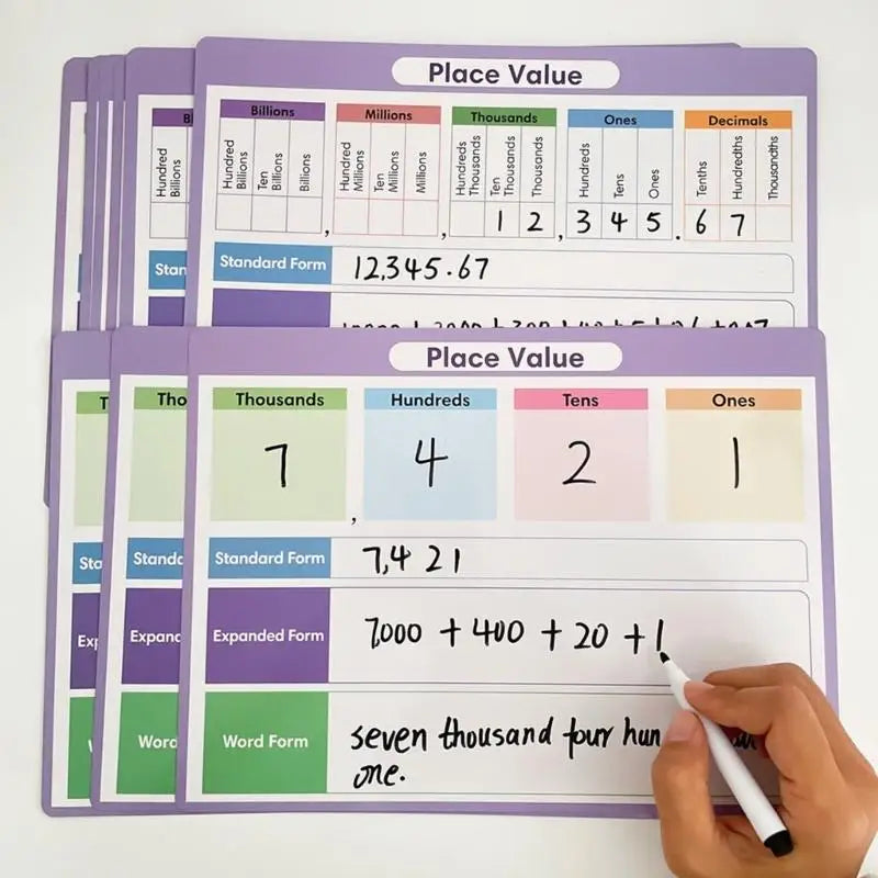 Place Value Practice Set for Students, Number Writing Learning Sheet with Standard Expanded Word Form Sections, 11.1 x 8.14 K1KF Quake