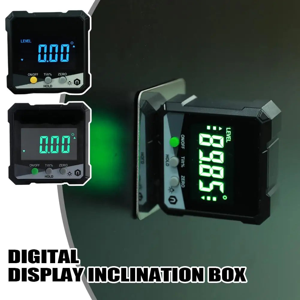 Green Backlit Digital Angle Finder Smart Level Box Magnetic Base Auto-Rotating Display Slope Meter for Woodworking Saw Quake