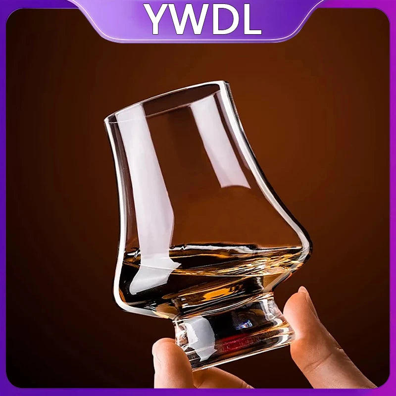 YWDL 250ml Lead Free Crystal Whiskey Glasses Scotch Bourbon Tasting Glass Set Glass Tumbler For Whisky Cognac Brandy Cocktail Quake