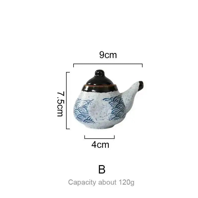 Blue Ceramics Seasoning Jar Olive Oil Bottle Sugar Household Kitchen Supplies Salt Shaker Kitchen Seasoning Tools Quake b