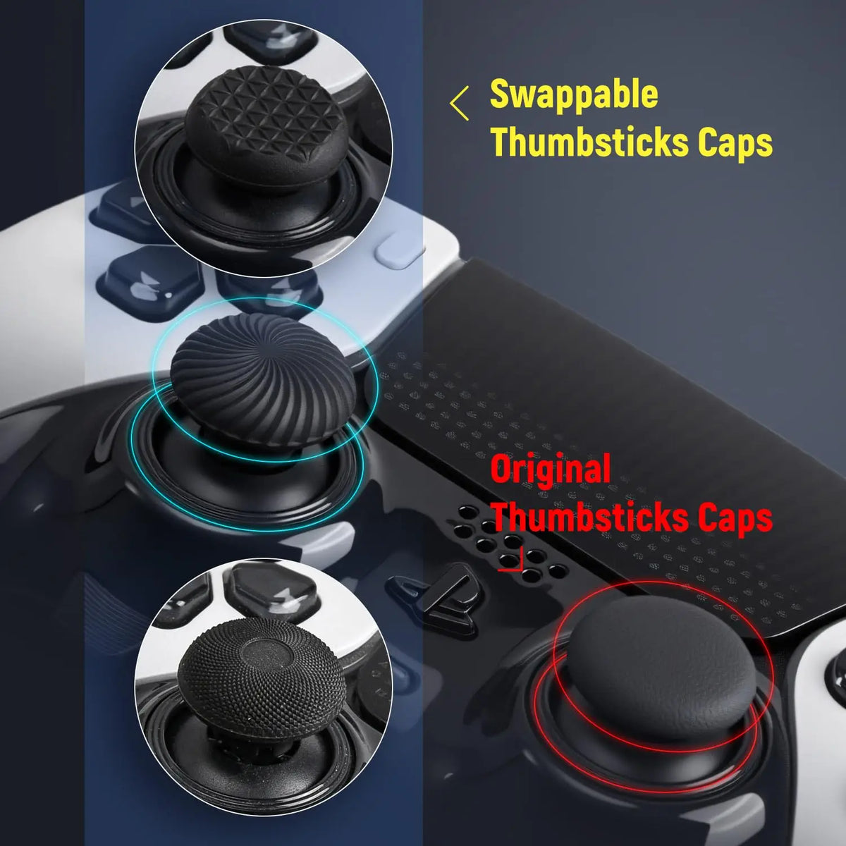 Game Console Joystick Triggers Buttons for PS5 Edge Controller Dualsense Replacement Thumbsticks Joysticks Cap White Quake