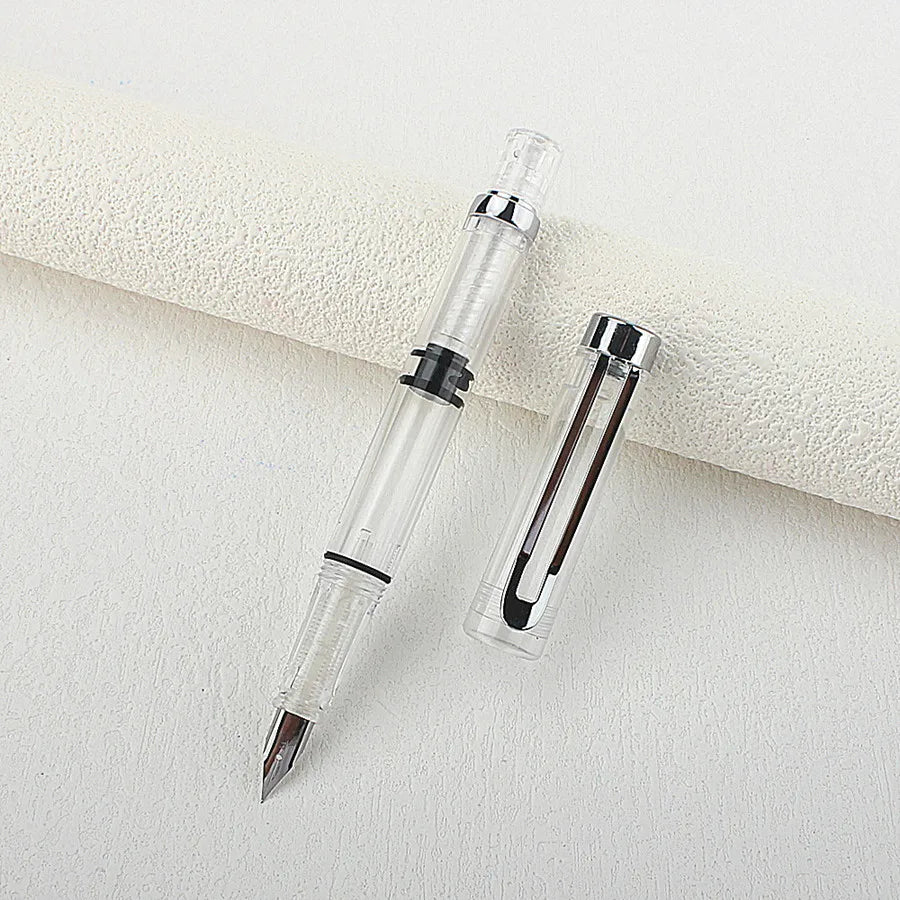 Special Offer Piston Fountain Pen Fine Nib 0.5mm Transparent Piston Ink Pen School Business Office Gift Writing Pen Quake