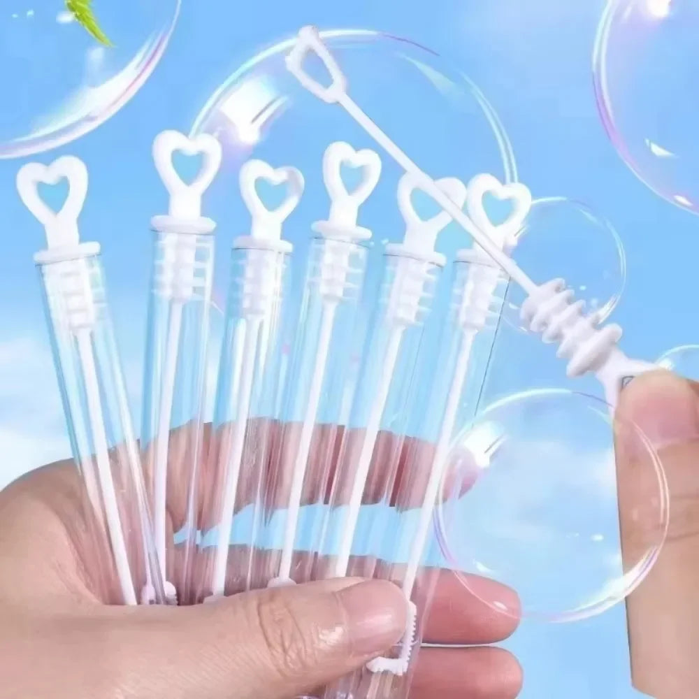 50/10pcs Love Heart Wand Tube Clear Empty Bubbles Soap Bottles with Heart Handle Wedding Gifts for Guests Party Decor Kids Toys Quake