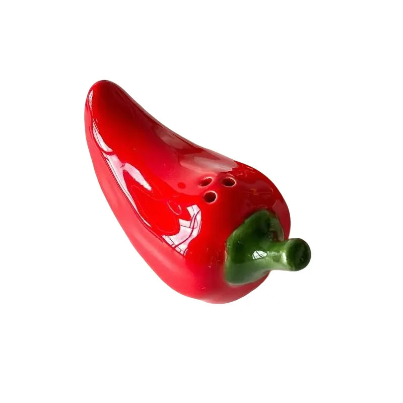 Red Chili Shaped Ceramic Salt Pepper Shaker Set Creative Kitchen Spice Container Seasoning Jar for Table Decor Quake three holes