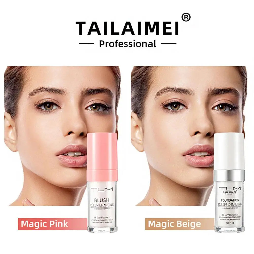 Warming Blush Liquid Foundation Temperature Color Changing Foundation, Naturally Blends Moisturizing Foundation Base Makeup 30ml Quake