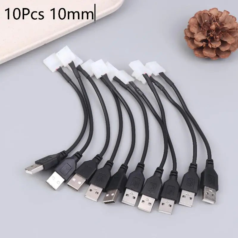 5/10Pcs USB Cable Connector To 2pin 8mm/10mm Free Welding LED Strip Connector LED Ribbon Strip Light Adaptor Quake 10Pcs 10mm