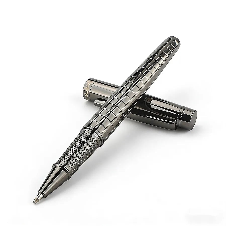 Monte Mount School Office Stationery Supplies Luxury Metal Gray Lattice Roller Ball Pen 0.7mm Metal Ballpoint Pens for Gift Quake 856-1