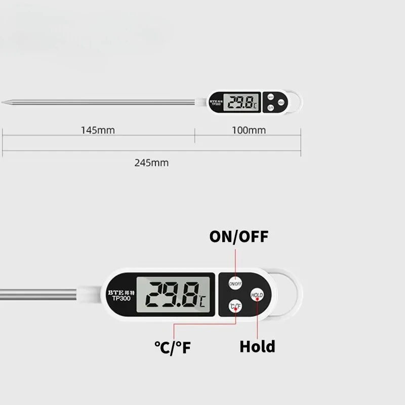 Kitchen Digital Cooking Thermometer -50~300℃ Meat Food Temperature Tester for Cooking /BBQ/Milk TP300 Food Thermometer Quake