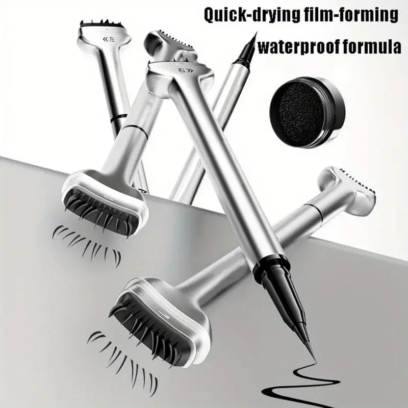 Lower Lash Stamp,2-in-1 Waterproof Sweatproof Eyeliner with Individual Liquid Eyeliner Reusable Eyelash Stamp Set Makeup Quake