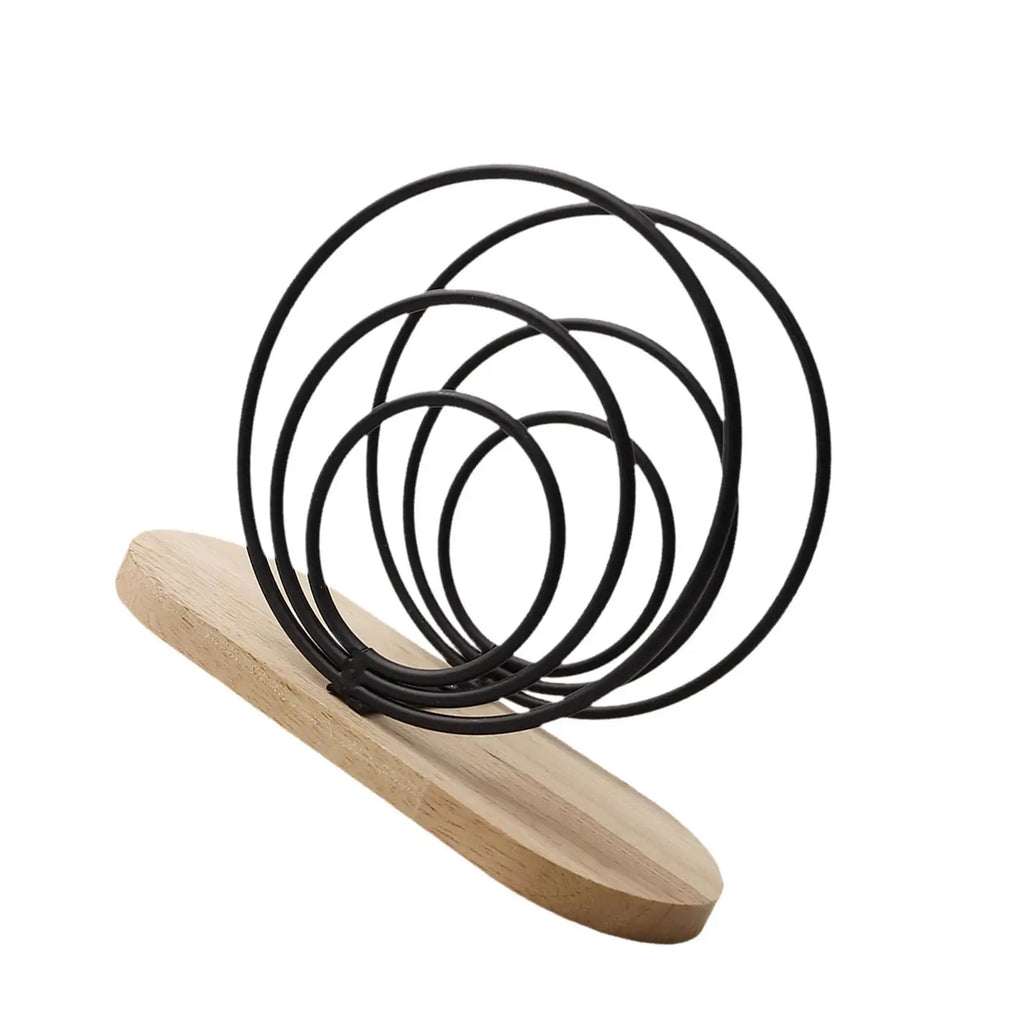 Iron Wood Napkin Holder Stand Polished Finish Freestanding Paper Tissue Organizer Table Napkin Stand for Office Kitchen Cafe Quake blackCircle