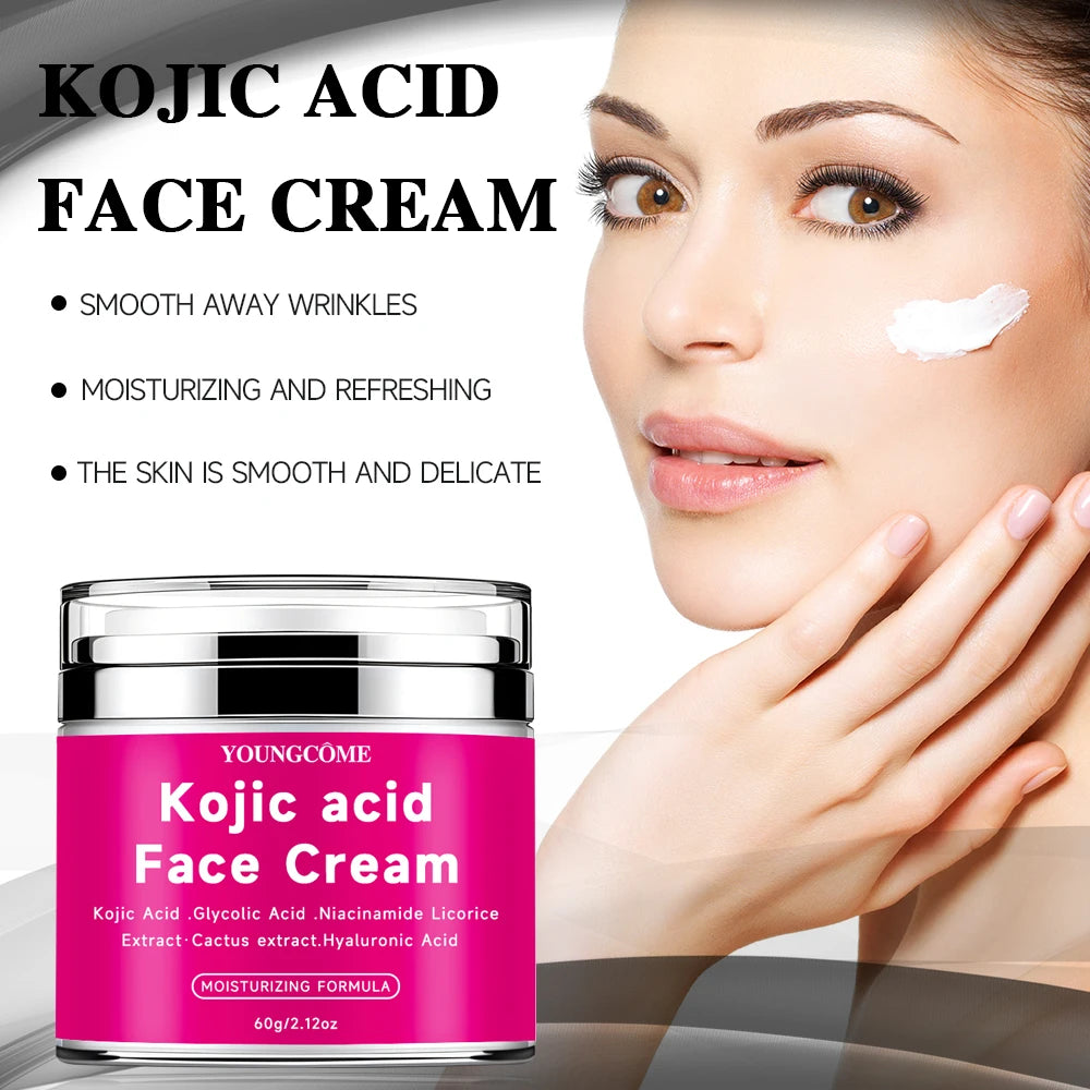 YOUNGCOM 30G/60G Kojic Acid Cream With Niacinamide Hyaluronic Acid , Non-Greasy and LightweightSuitable for All Skin Types Quake