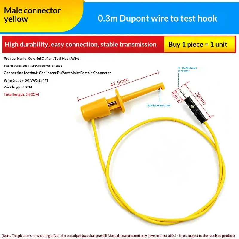 1Pcs Electrical Test Hooks With Male Female Connector Wire Transistor Tester Probe Clip For Multimeter Instrumentation Quake E