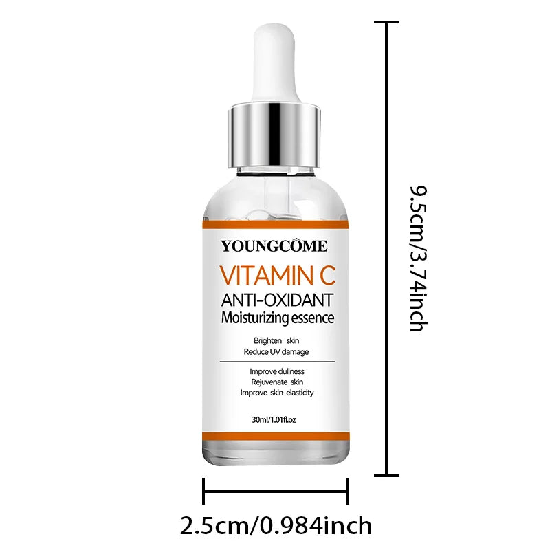 YOUNGCOME Vitamin C Facial Essence Contains Hyaluronic Acid Dark Spot Remover Moisturizing Repair Anti-aging Essence Quake 30ml
