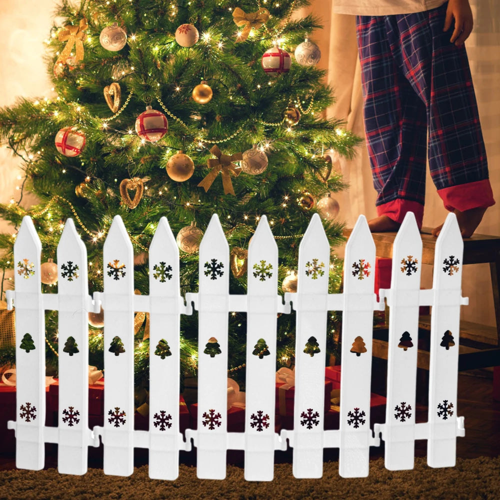 10/5PCS Plastic Fence White Courtyard Fence Christmas Tree Ornaments Indoor Garden Fence Christmas Home DIY Decoration Supplies Quake