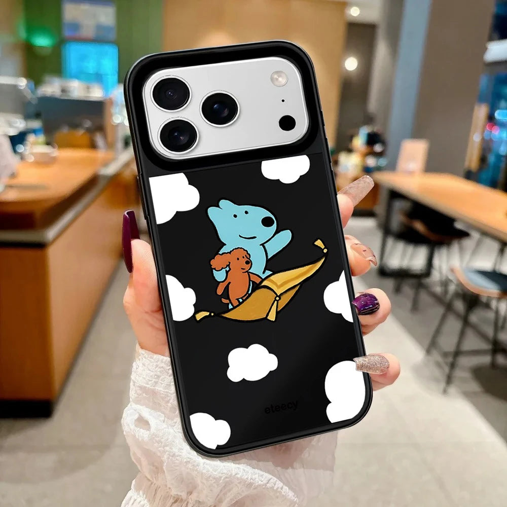6090498 Mirror Surface Magnetic Phone Case Cover for IPhone 13 14 15 16 17 18 Pro Max Case Cartoon Quake