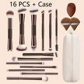 16 PCS Double-Ended Makeup Brush Set with Case, Professional Foundation, Powder, Concealers, Eyeshadow, Blush Brush Quake 13 pcs With Case