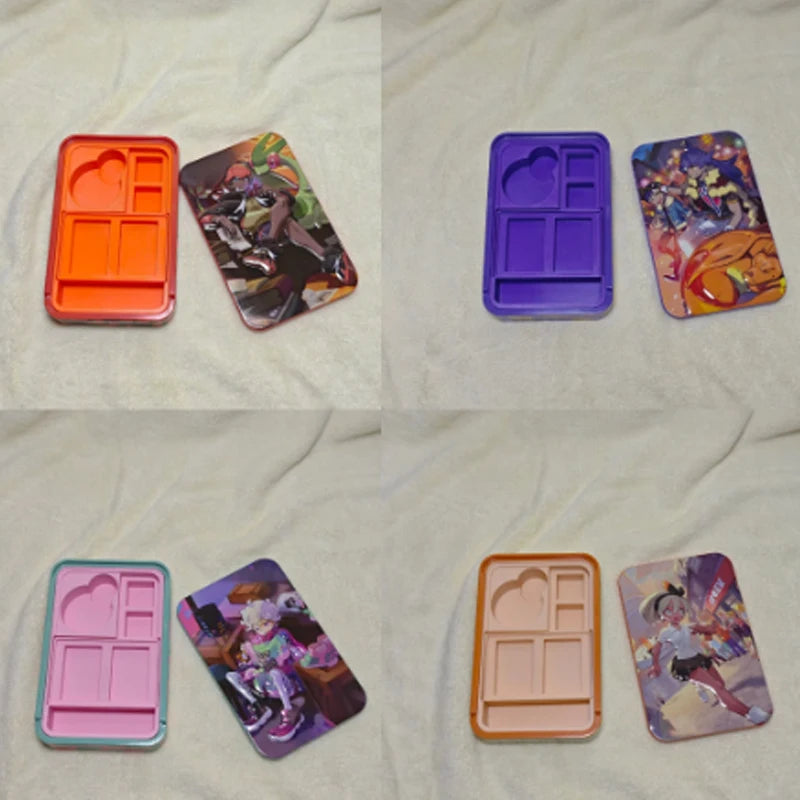 Official Pkm Trainer Series Metal Tin Box 7 Character Designs Marnie Raihan More Collectible Card Storage Box Gift for Kids Fans Quake