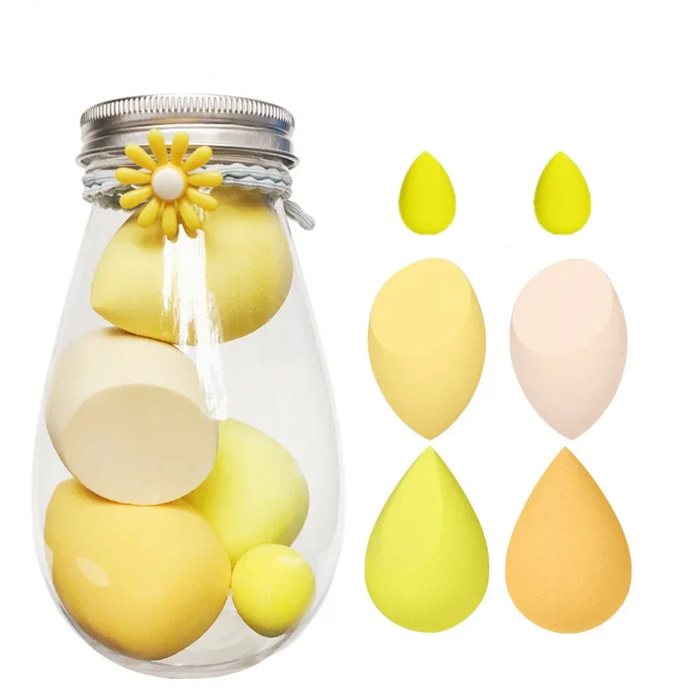 1/4/6 Pcs Make Up Sponge Cosmetic Puff Professional Makeup Sponge Foundation Powder Sponge Makeup Tools Makeup Tools Accessories Quake 6pcs yellow bottle