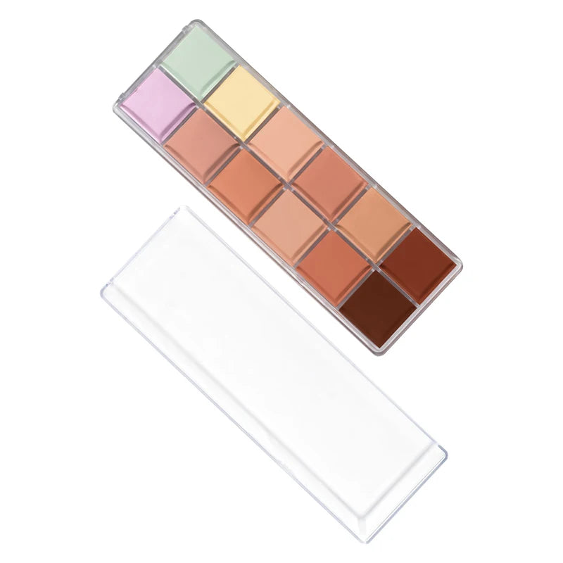 12 Color Concealer Palette Nude Contour Cream Acne Spot Dark Circles Cover Face Foundation Brighten Pigment Cosmetic Makeup Tool Quake 12 color concealer