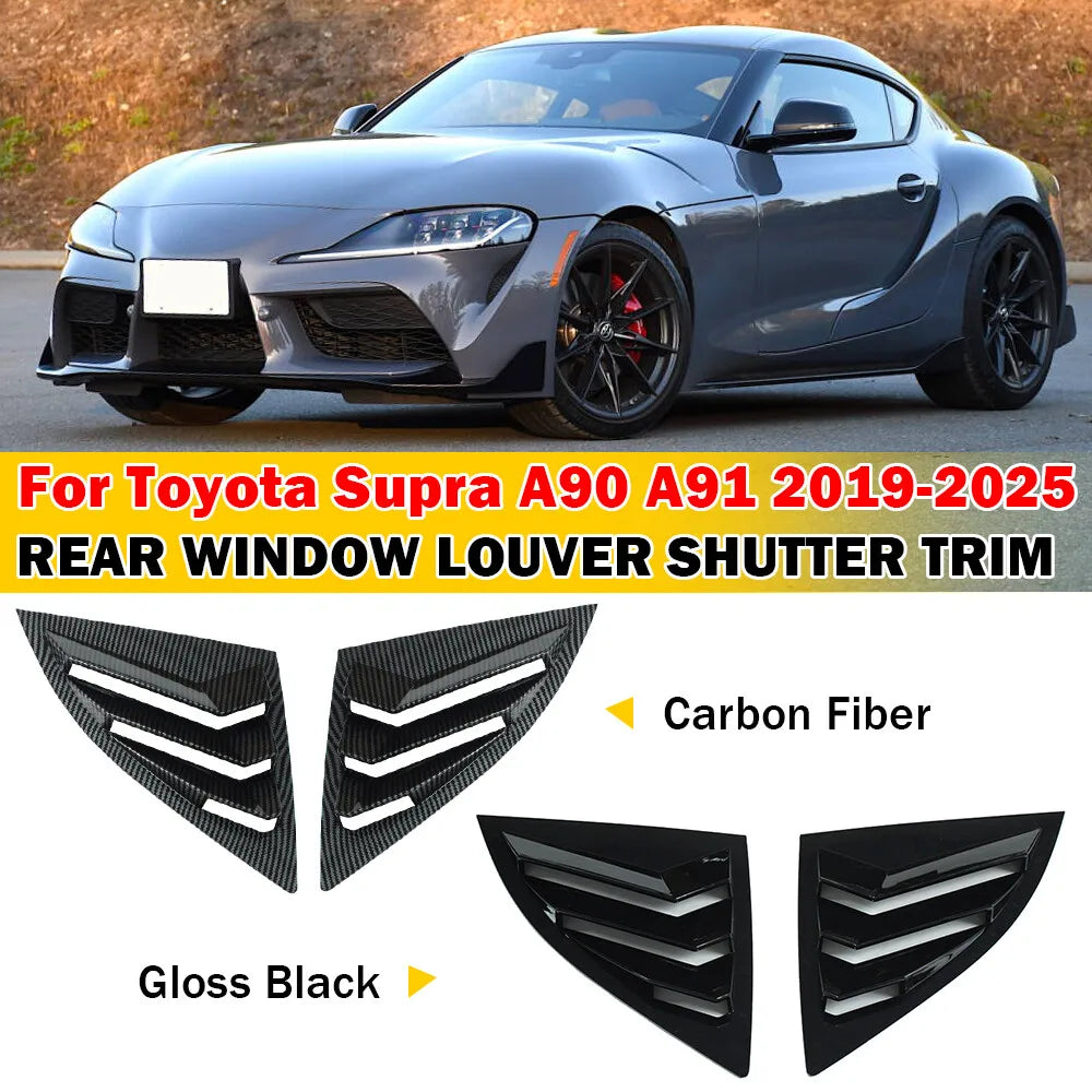 For Toyota Supra A90 A91 2019-2025 Pair Car Rear Louver Window Side Shutter Cover Trim Sticker Vent Scoop ABS Carbon Accessories Quake