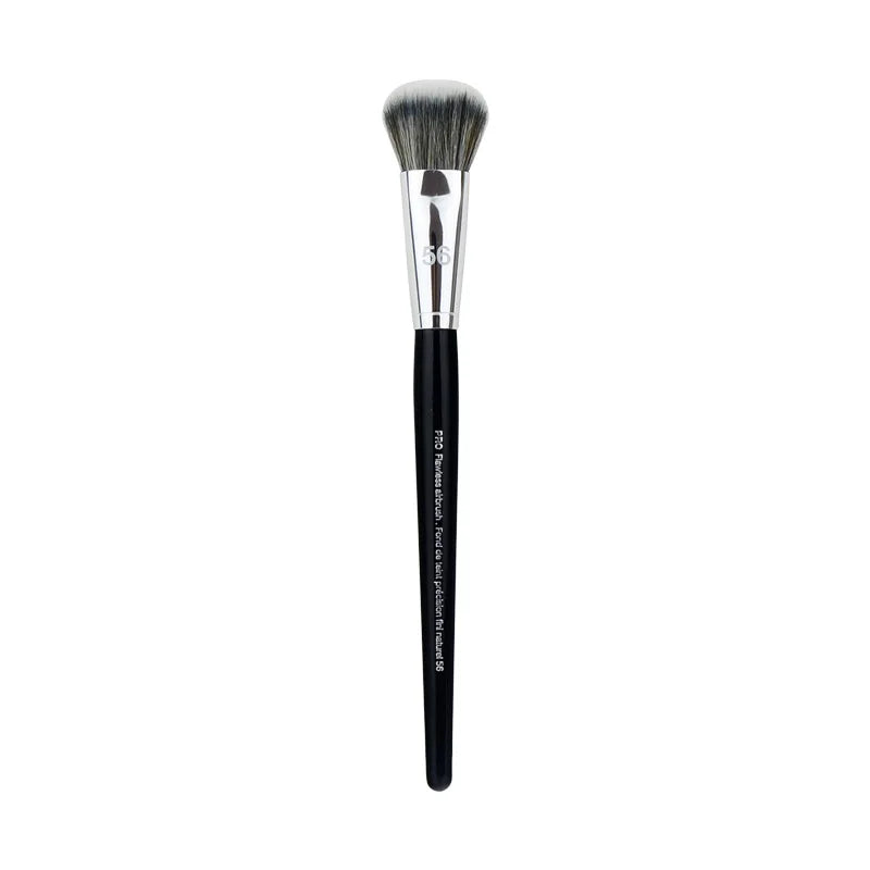 PRO Black Foundation Airbrushed Makeup Brush #56 - Domed Medium-Sized Soft Synthetic Liquid Cream Cosmetics Beauty Tools Quake 56 Foundation brush