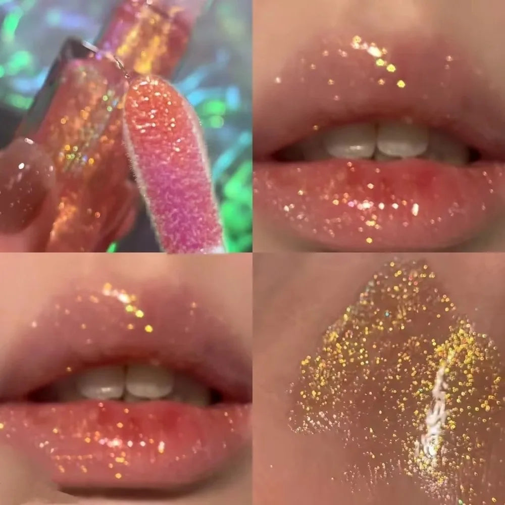 Sparkle Long-Lasting Lip Gloss Non-Fading Moisturizing Liquid Lipstick Non-Sticky Clear Lip Glaze for Women Quake 2