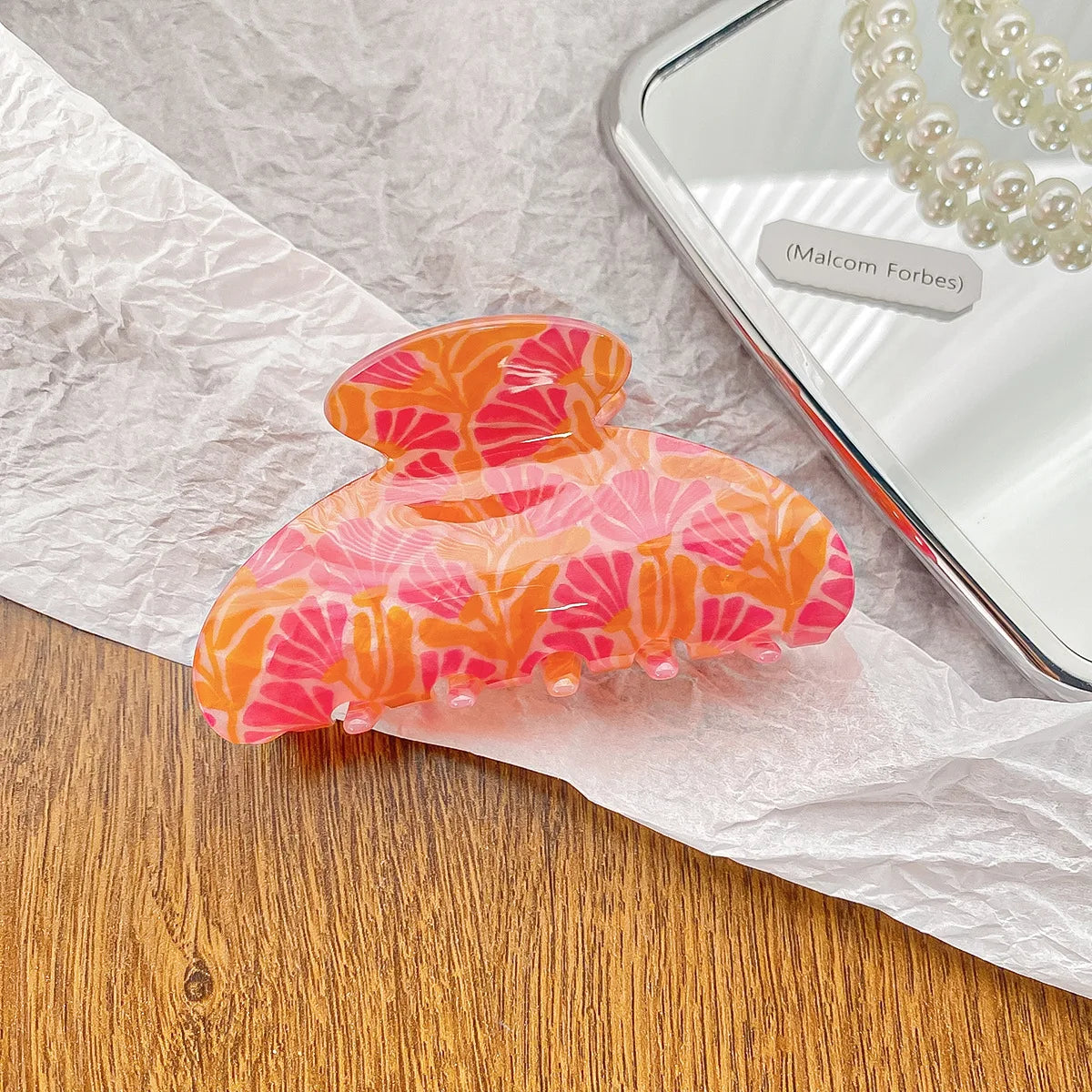 Vintage Floral Hair Claw Women Girls Temperament Elegant Shark Clip Hair Crab Clip Colorful Ponytail Clip Hair Style Accessories Quake jzh 8.5CM