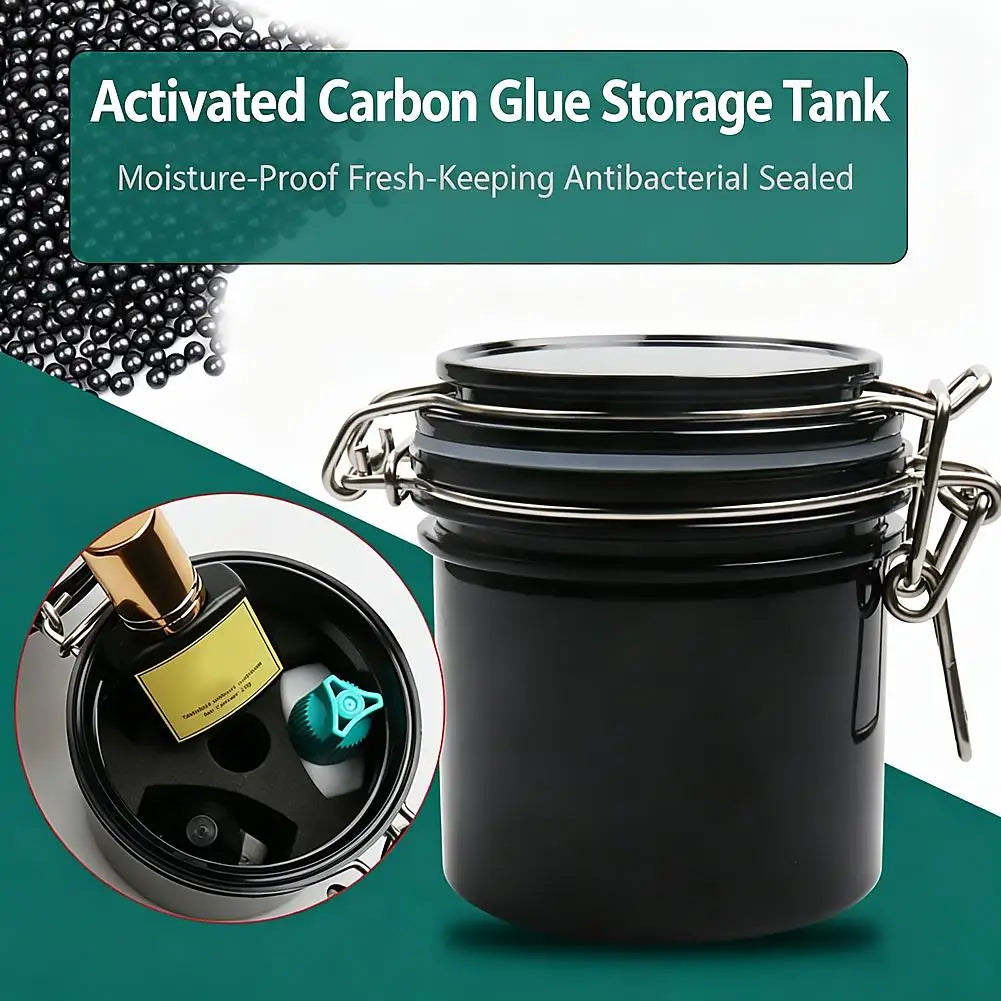 Portable Eyelash Glue Storage Tank Eye Lash Extension Organizers Activated Carbon Sealed Jar Leak Proof Container Cylinder Quake