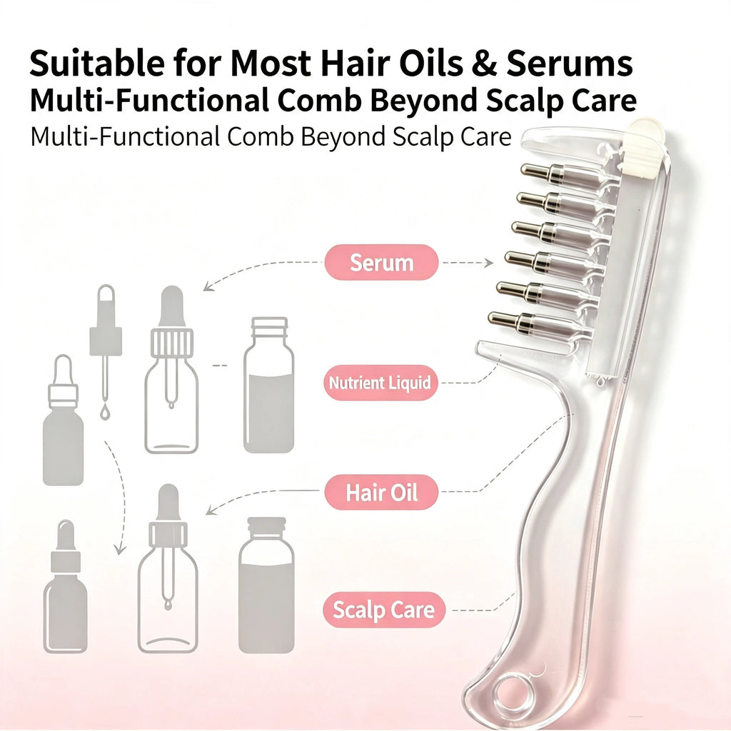Hair Oil Applicator Scalp Massage Liquid Comb Built-In Liquid Reservoir Rolling Metal Teeth for Hair Growth Home Hair Care Tool Quake