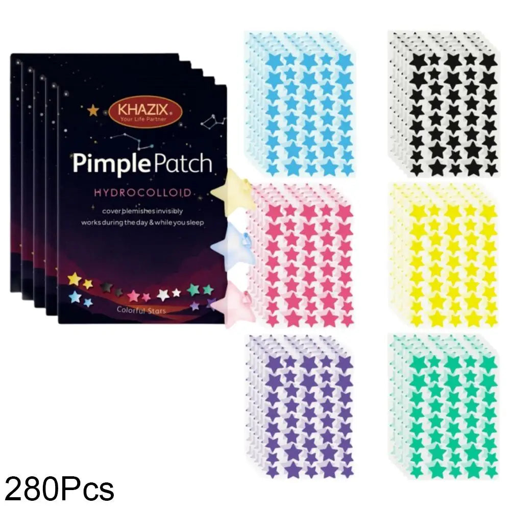 Colorful Stars Pimple Patches, 240/280PCS Cute Acne Blemishes Covering Stickers Invisible Hydrocolloid Acne Patch Zit Stickers Quake B-280pcs