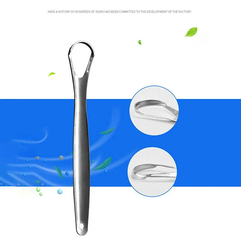 Oral Care Hygiene Health Care Tongue Scraper 2Pcs Stainless Steel Tongue Cleaner Oral Care Hygiene Scraper Dental Tool Quake