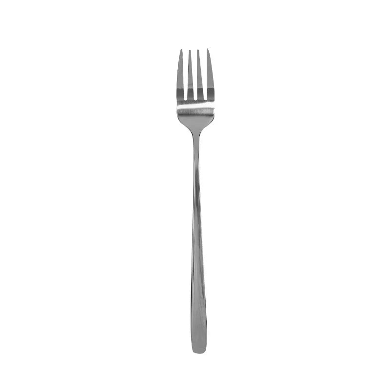 Long Handle Spoon Fork Stainless Steel Cutlery Tea Coffee Rice Scoops Dumpling Porridge Soup Spoon Restaurant Kitchen Tableware Quake 1Pcs Fork